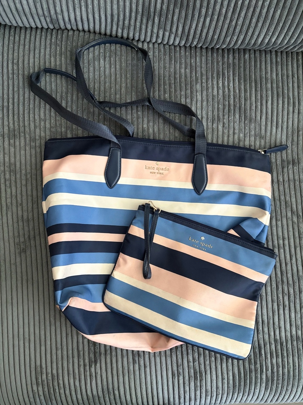 kate spade Navy, Pink & Cream Striped Tote